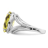 Sterling Silver Rhodium Lemon Quartz Ring view 4