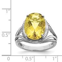 Sterling Silver Rhodium Lemon Quartz Ring view 3