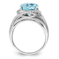 Sterling Silver Rhodium Sky Blue Topaz Ring view 2