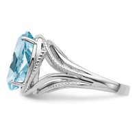 Sterling Silver Rhodium Sky Blue Topaz Ring view 3