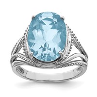 Sterling Silver Rhodium Sky Blue Topaz Ring view 1