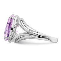 Sterling Silver Rhodium Pink Quartz Ring view 4