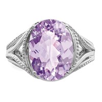 Sterling Silver Rhodium Pink Quartz Ring view 5
