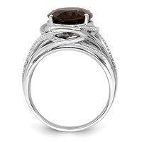 Sterling Silver Rhodium Smoky Quartz Ring view 2
