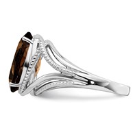 Sterling Silver Rhodium Smoky Quartz Ring view 4