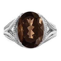 Sterling Silver Rhodium Smoky Quartz Ring view 5