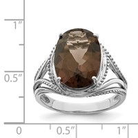 Sterling Silver Rhodium Smoky Quartz Ring view 3