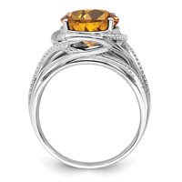 Sterling Silver Rhodium Whiskey Quartz Ring view 2