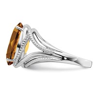 Sterling Silver Rhodium Whiskey Quartz Ring view 4