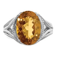 Sterling Silver Rhodium Whiskey Quartz Ring view 5