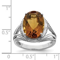 Sterling Silver Rhodium Whiskey Quartz Ring view 3