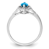 Sterling Silver Rhodium Blue Topaz & Diam. Ring view 2