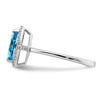 Sterling Silver Rhodium Blue Topaz & Diam. Ring view 4
