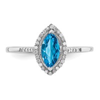 Sterling Silver Rhodium Blue Topaz & Diam. Ring view 5