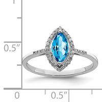 Sterling Silver Rhodium Blue Topaz & Diam. Ring view 3
