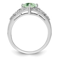 Sterling Silver Rhodium Green Quartz & Diam. Ring view 2