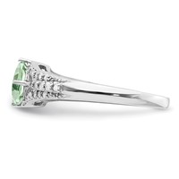 Sterling Silver Rhodium Green Quartz & Diam. Ring view 4