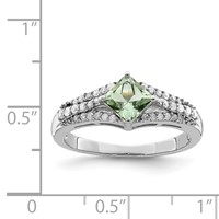 Sterling Silver Rhodium Green Quartz & Diam. Ring view 3