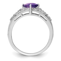 Sterling Silver Rhodium-plated Diamond & Amethyst Ring view 2