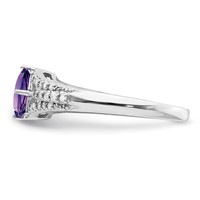 Sterling Silver Rhodium-plated Diamond & Amethyst Ring view 4