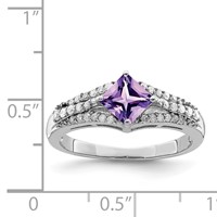 Sterling Silver Rhodium-plated Diamond & Amethyst Ring view 3