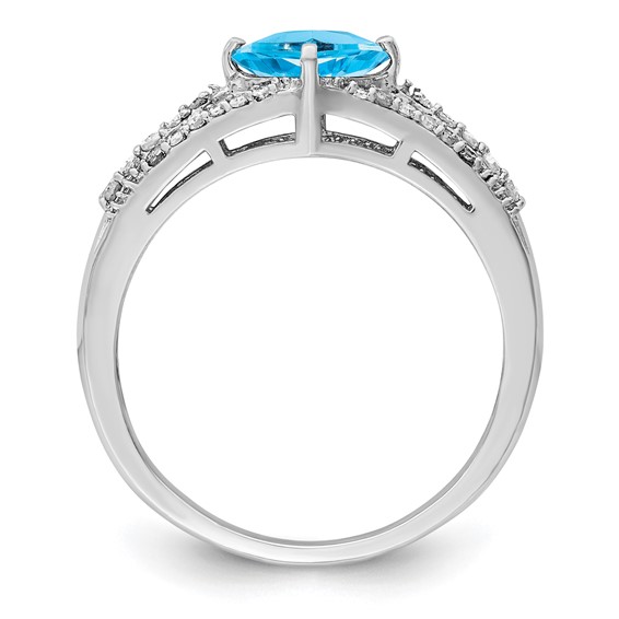 Sterling Silver Rhodium Blue Topaz & Diam. Ring