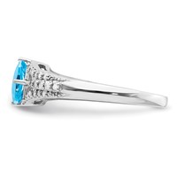 Sterling Silver Rhodium Blue Topaz & Diam. Ring view 4