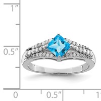 Sterling Silver Rhodium Blue Topaz & Diam. Ring view 3