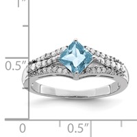 Sterling Silver Rhodium Diam. & Sky Blue Topaz Ring view 3