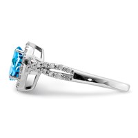 Sterling Silver Rhodium Blue Topaz & Diam. Ring view 3