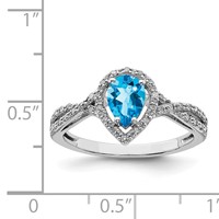 Sterling Silver Rhodium Blue Topaz & Diam. Ring view 4