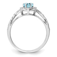 Sterling Silver Rhodium Diam. & Sky Blue Topaz Ring view 2