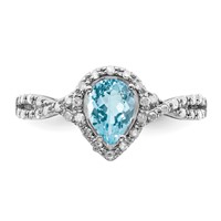 Sterling Silver Rhodium Diam. & Sky Blue Topaz Ring view 5