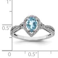 Sterling Silver Rhodium Diam. & Sky Blue Topaz Ring view 3