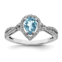 Sterling Silver Rhodium Diam. & Sky Blue Topaz Ring view 1
