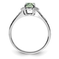 Sterling Silver Rhodium Green Quartz & Diam. Ring view 2