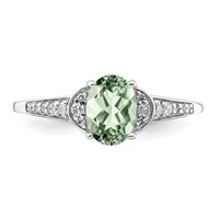 Sterling Silver Rhodium Green Quartz & Diam. Ring view 5