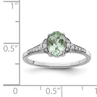 Sterling Silver Rhodium Green Quartz & Diam. Ring view 4