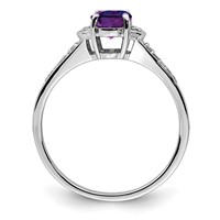 Sterling Silver Rhodium-plated Oval Diamond & Amethyst Ring view 2