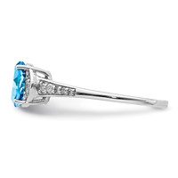 Sterling Silver Rhodium Blue Topaz & Diam. Ring view 4