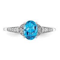 Sterling Silver Rhodium Blue Topaz & Diam. Ring view 5