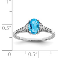 Sterling Silver Rhodium Blue Topaz & Diam. Ring view 3