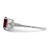 Sterling Silver Rhodium-plated Diamond & Garnet Ring view 4