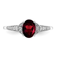 Sterling Silver Rhodium-plated Diamond & Garnet Ring view 5