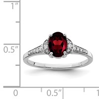 Sterling Silver Rhodium-plated Diamond & Garnet Ring view 3