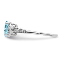 Sterling Silver Rhodium Diam. & Sky Blue Topaz Ring view 3