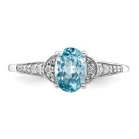 Sterling Silver Rhodium Diam. & Sky Blue Topaz Ring view 5