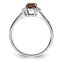 Sterling Silver Rhodium Smoky Quartz & Diam. Ring view 2