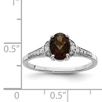 Sterling Silver Rhodium Smoky Quartz & Diam. Ring view 4