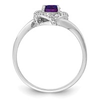 Sterling Silver Rhodium-plated Oval Diamond & Amethyst Ring view 2